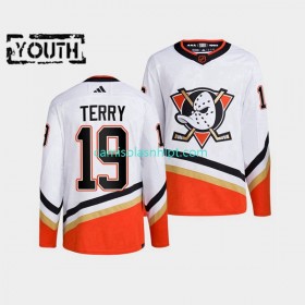 Camiseta Anaheim Ducks Troy Terry 19 Adidas 2022-2023 Reverse Retro Branco Authentic - Criança